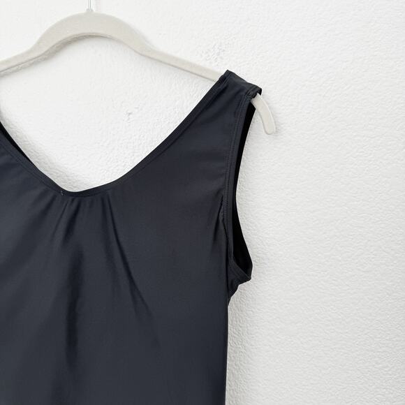 [Honeymark] Black Basil Wrap Swim Tank Top Stretch Workout Modest Size Medium M - Picture 10 of 11